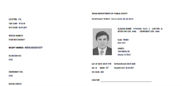 texas temporary id template download free