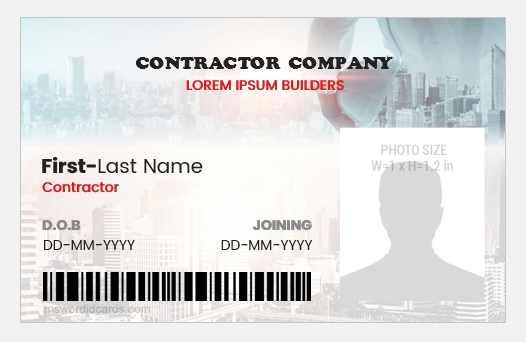 Free Download Contractor ID Badges Template Printable Word Template Lab