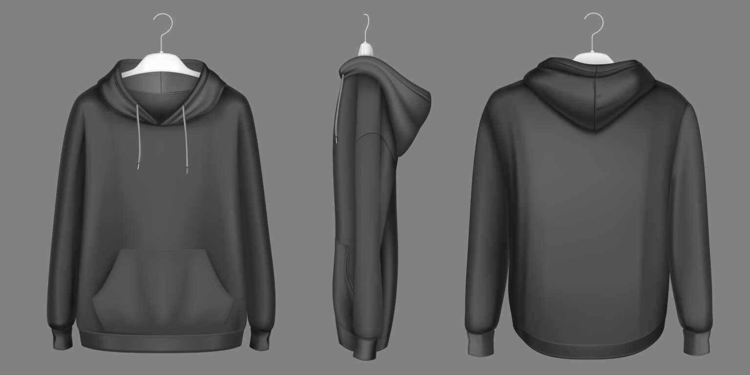 Realistic Men Hoodie Or Black 3D Hoody Sweatshirt Blank Black Hoodie 