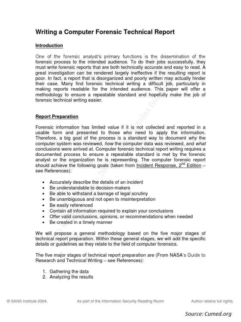 Digital Forensics Report Template Example Document Template 