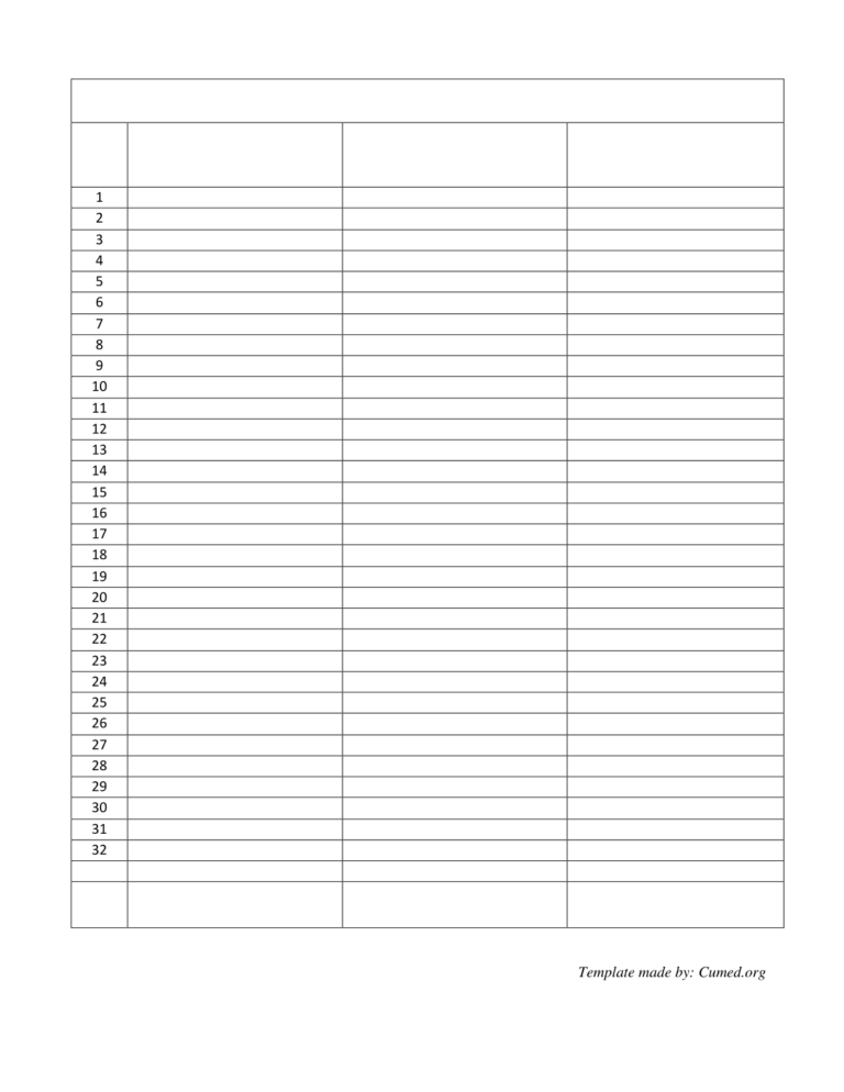 Blank Checklist Template Word – 3 Column Word Template - Template Lab