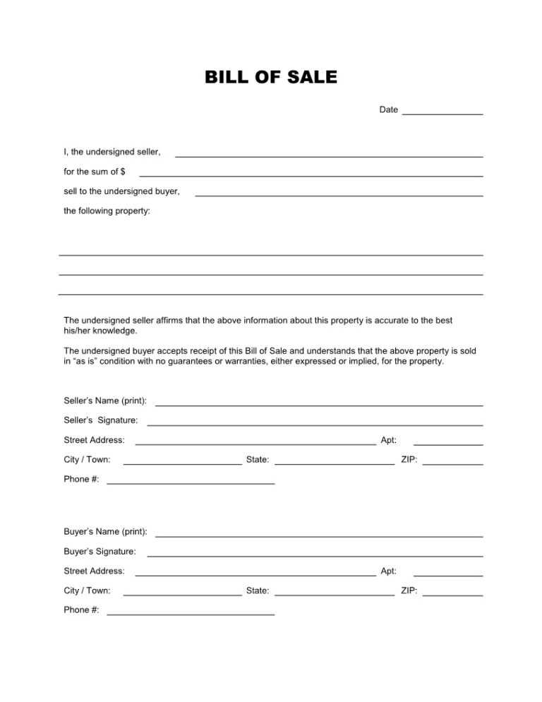 free printable blank bill of sale form template as is bill with car