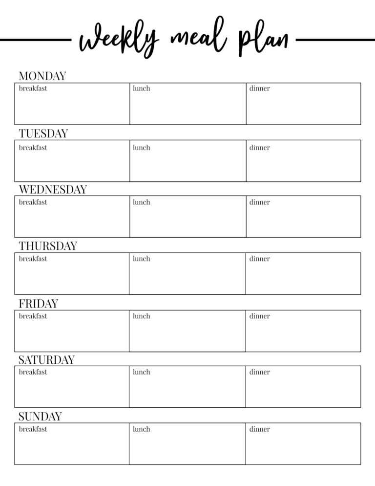 Menu Planning Template Word
