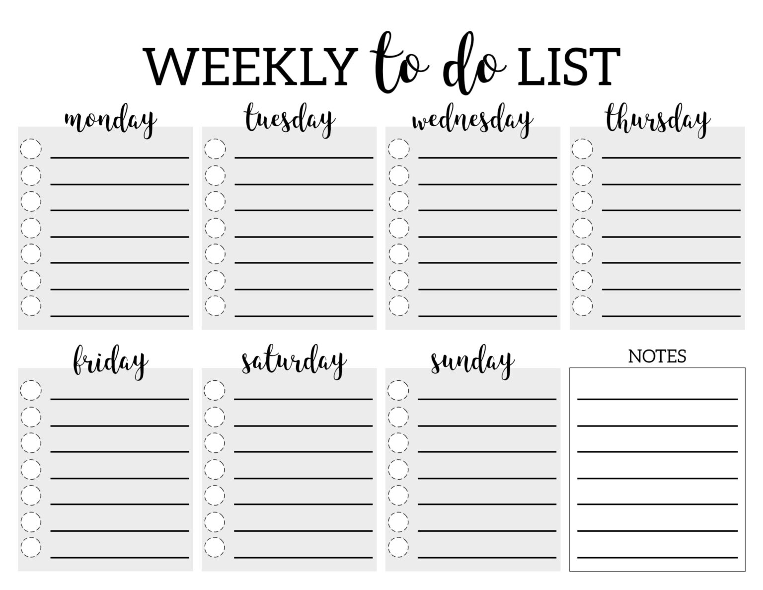 Free Printable Weekly To Do List Pdf Template Word Project Daily Task 