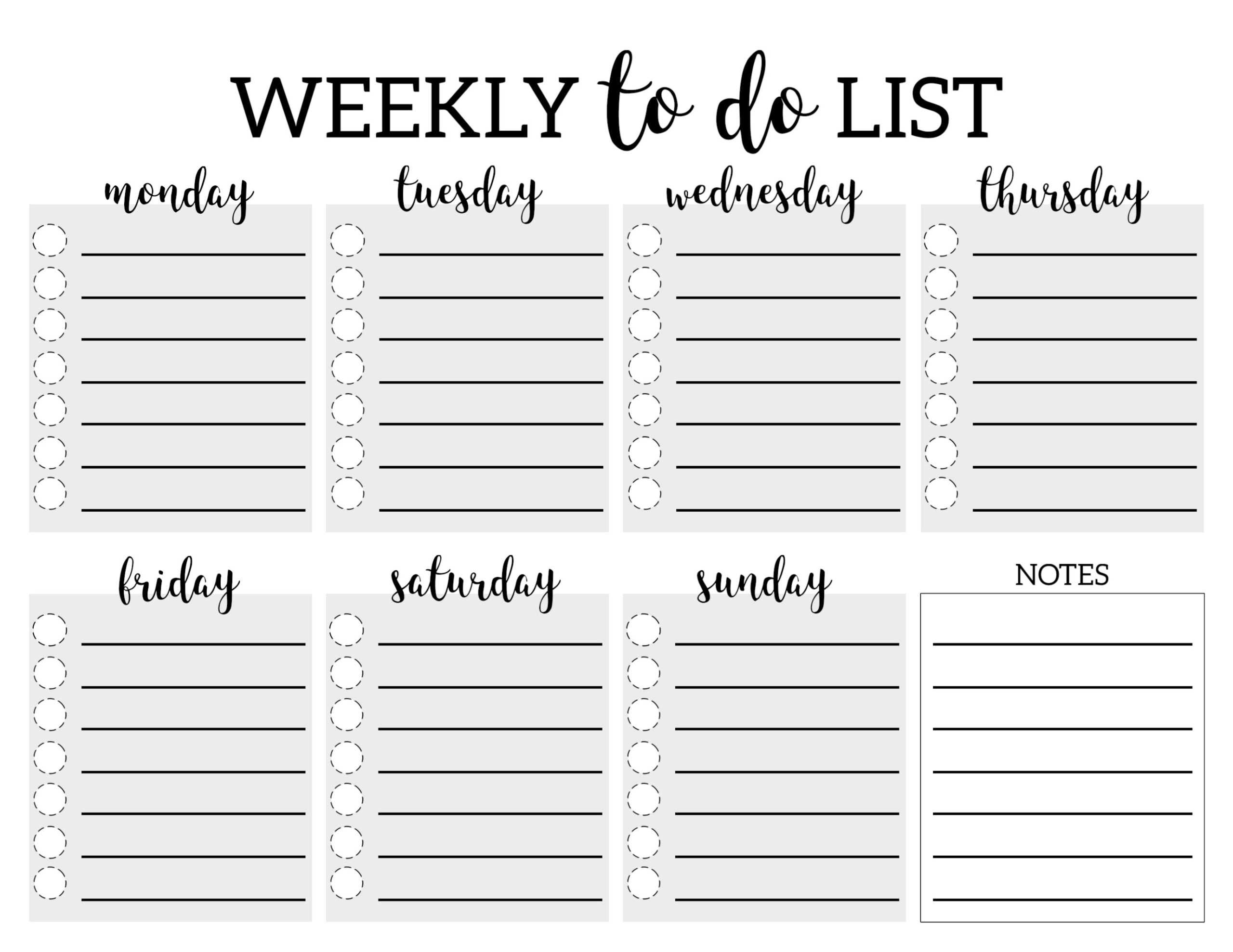 Free Printable Weekly To Do List Pdf Template Word Project Daily Task 